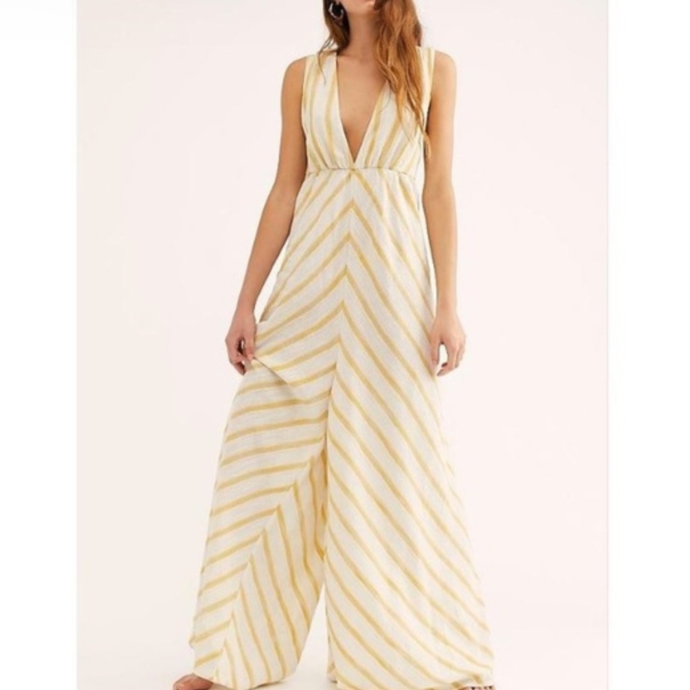 Free people wide high rise jumpsuit romper